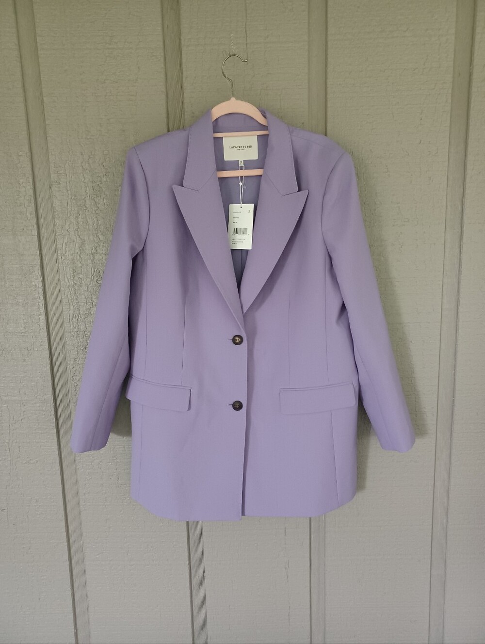 Lafayette 148 Longline Wool Silk Blazer Size XL Two Button Front In Wisteria